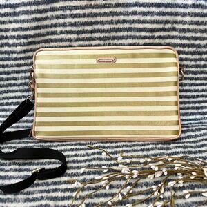 Rebecca Minkoff Gold Cream Stripe Cross Body Tabitha Tablet Sleeve Case